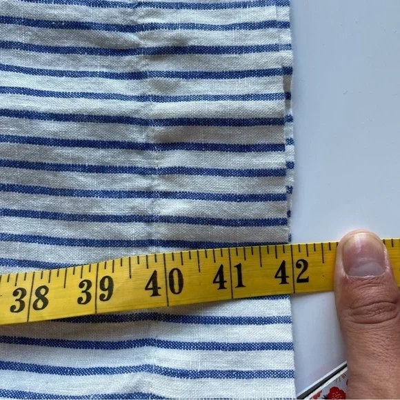 Madewell The Harlow Wide-Leg Pant in 100% Linen White/Blue Stripes Size 8 NWT